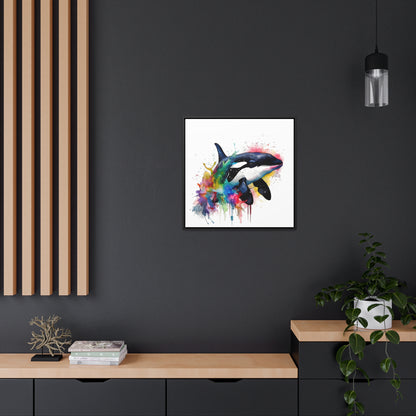 Dive into Serene Beauty - Watercolor Orca Wall Art | Canvas Wrap Reprint Square Frame