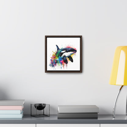 Dive into Serene Beauty - Watercolor Orca Wall Art | Canvas Wrap Reprint Square Frame