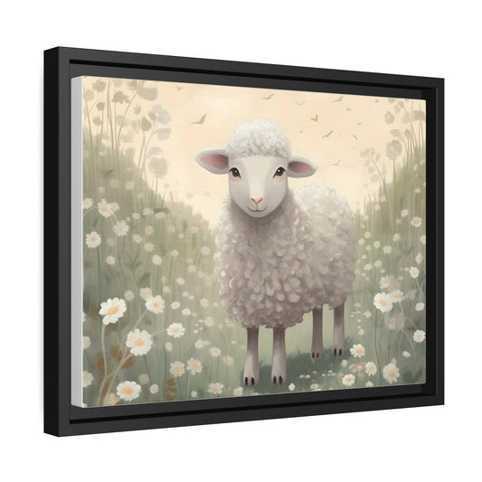 Adorn Your Space with Sheep Art - Matte Canvas in Black 16" x 12" Frame