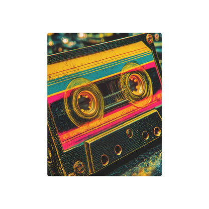 Retro Cassette Tape Low Angle Pop Art Metal Wall Sign - Directional Light Effect - Metal Wall Art Print