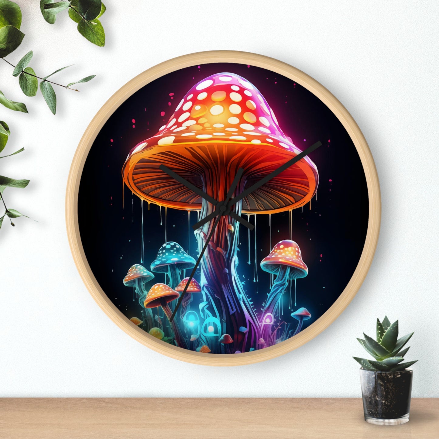 Neon Mushroom Wall Clock Incredible Vibrant Design and Colors, Awesome  Clock for any Dorm Room, College Gift, Neon Decor, Unique Clock