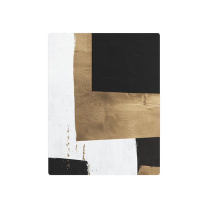 "Chic Modern Abstract Metal Wall Art in Bold Geometric Shapes–Black, Gold, White" - Metal Wall Art Print