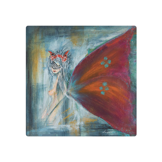 See No Evil Metal Art Sign - Abstract Woman with Butterfly Wing