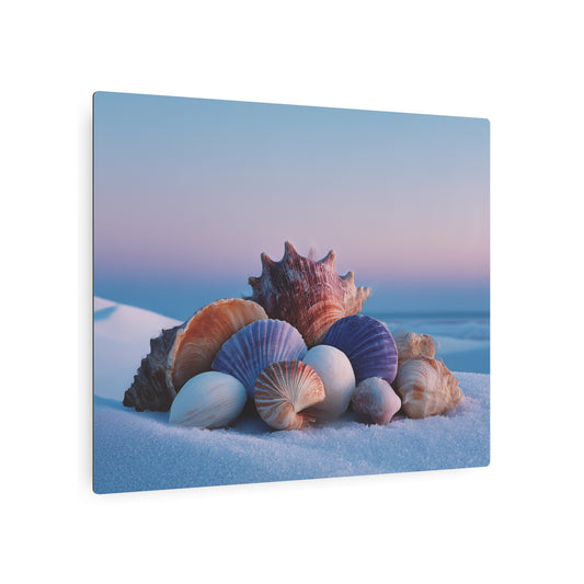 Minimalist Metal Wall Art Seashells, Beach Decor Prints, Coastal-Inspired Seashell Decor