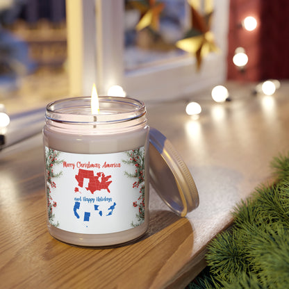 Merry Christmas America Candle | Red & Blue State Map Design | Holiday Candle | Trump