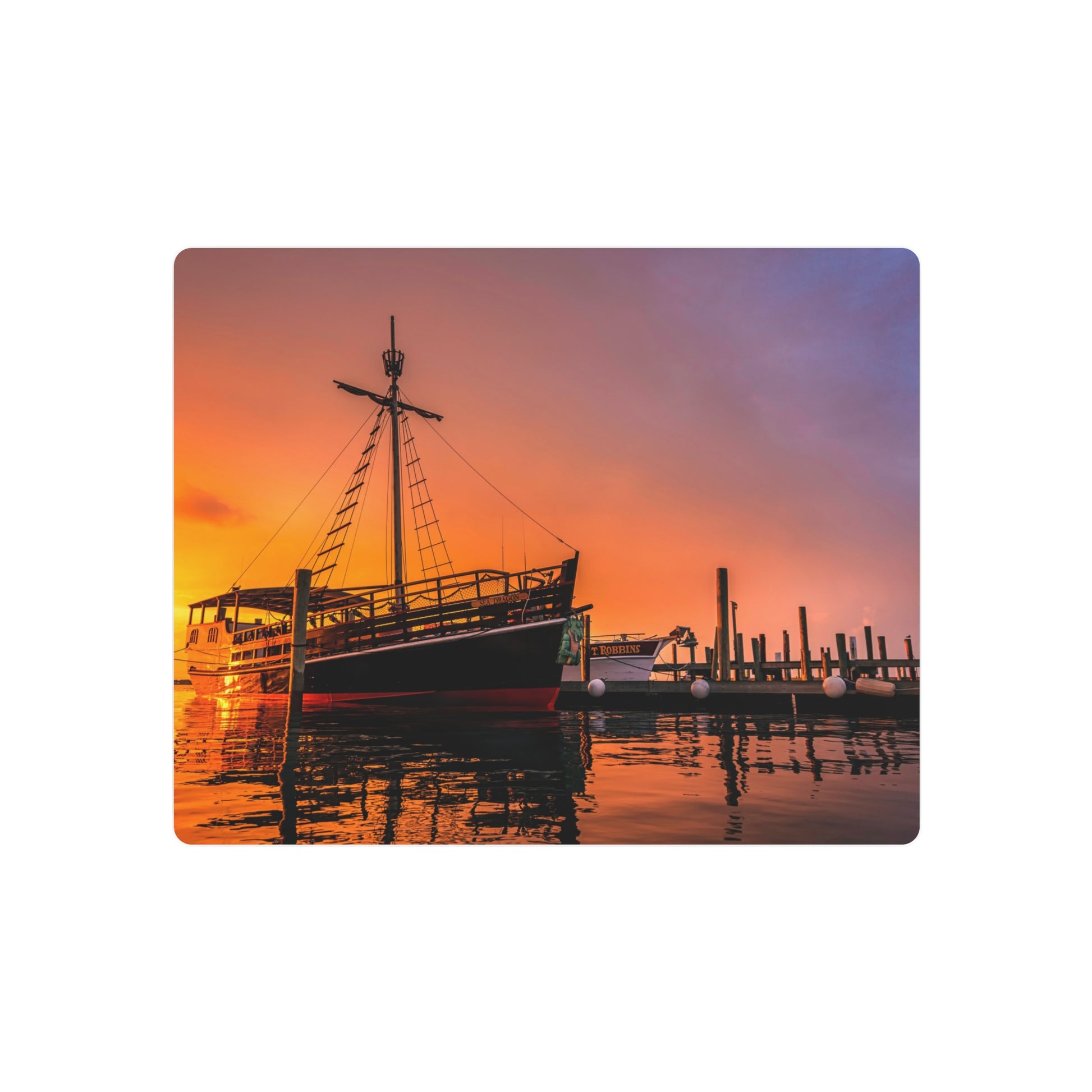 Vibrant Pirate Ship Docked at Marina - Metal Wall Art - Metal Wall Art Print