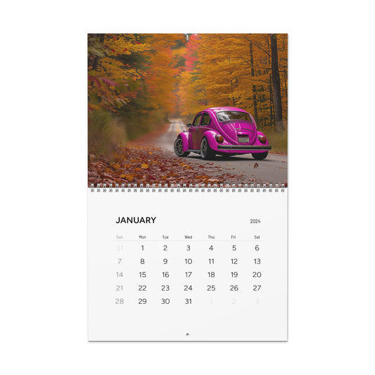 Volkswagen Beetle Calendar | 1978 Vintage Year, Vibrant Colors, Fall Autumn Series, 2024 Calendar, Classic Car Nostalgia for Home or Office