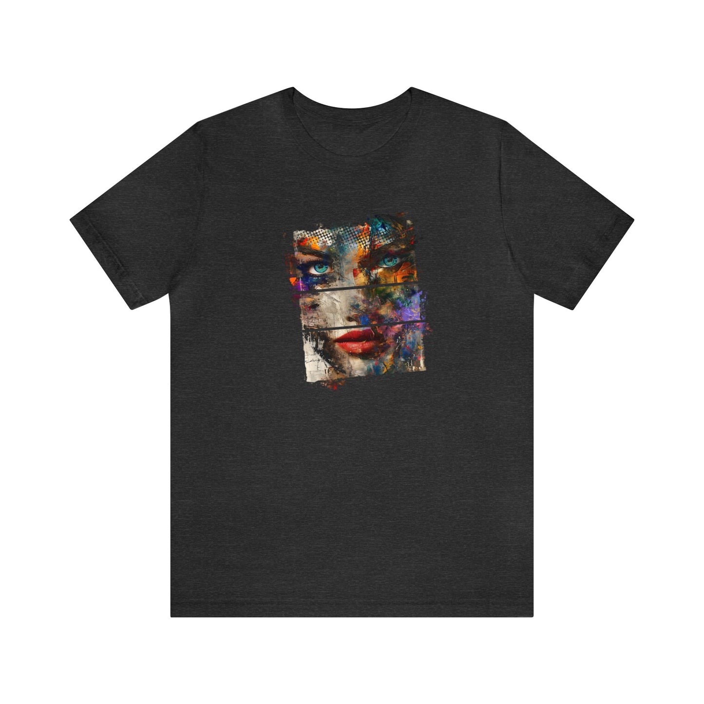 Modern Abstract Woman's Face Tee | Graffiti Style Colors | Unisex Jersey Shirt, Urban Style Colorful Shirt Top Graphic Tee Artsy Shirt