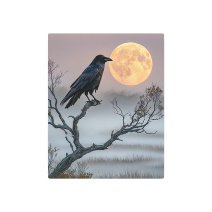 Mystical Raven & Moon Metal Wall Art for Enchanting Home Decor - Metal Wall Art Print
