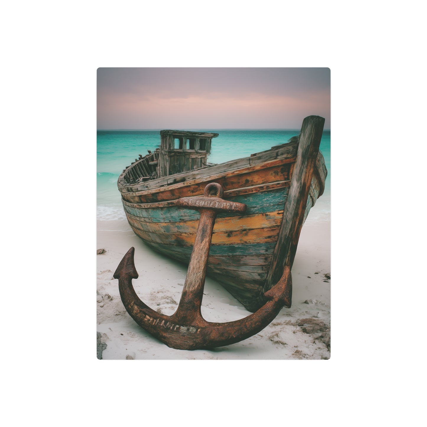 Rustic Anchor Boat Photography Metal Wall Art - Seaside Beach Home Decor