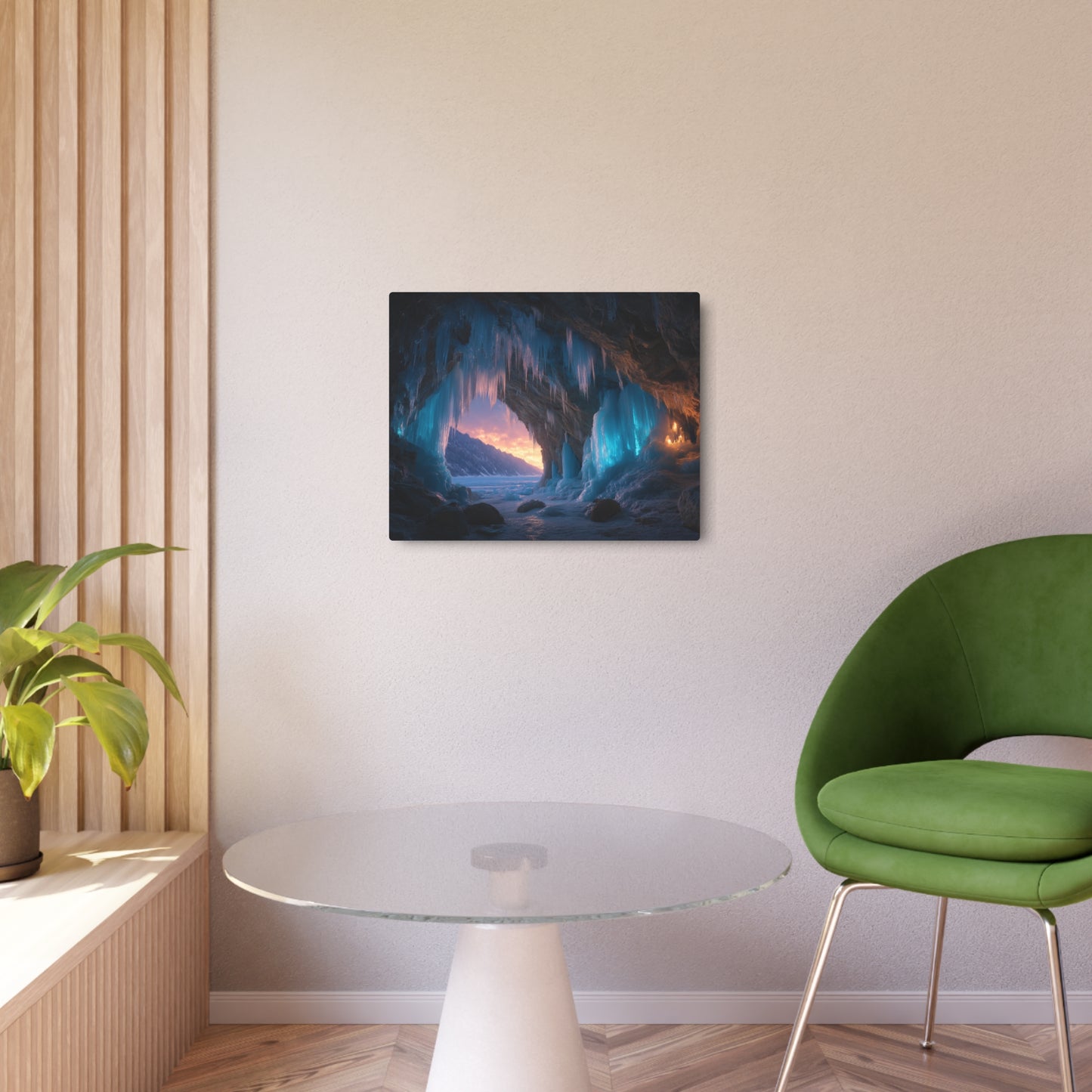 Dazzling 'Fantasy Ice Cave at Dusk' Themed Metal Wall Art