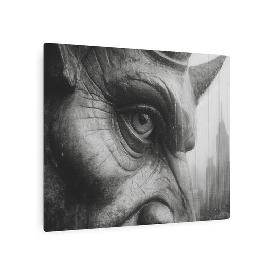 Gothic Gargoyle Metal Wall Art: Picasso-Inspired Eye Print Decor - Metal Wall Art Print