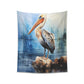 Awesome Key West Style Watercolor Pelican Printed Art Tapestry