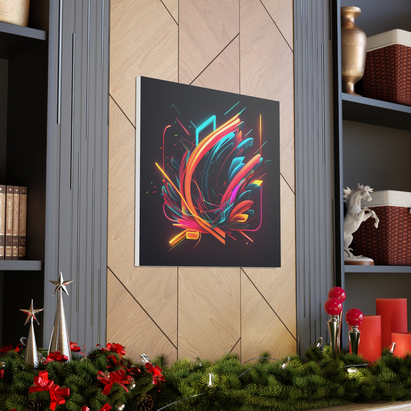 Abstract Neon Wall Art on Canvas