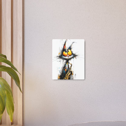 Joey Moya's Angry Cat Saxophone Print- Inspired Minimalistic Metal Wall Art Decor