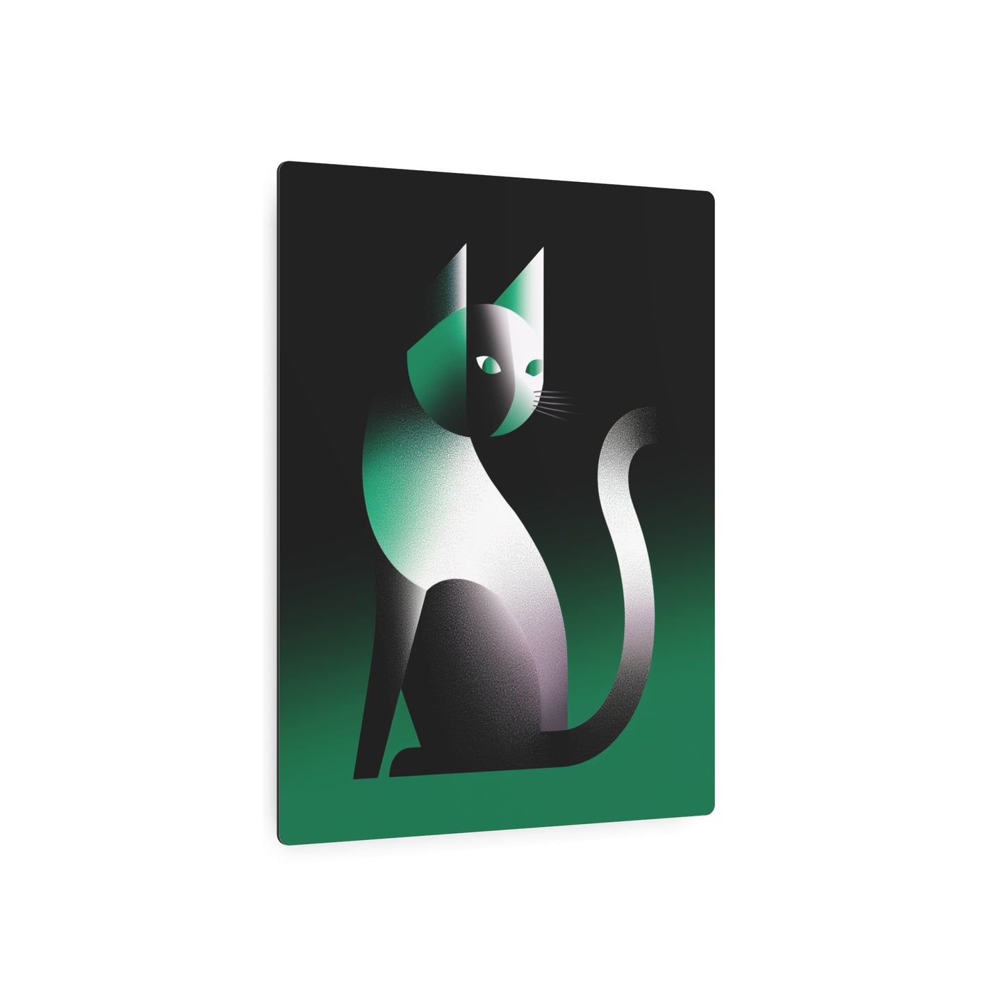 Picasso-Inspired Gradient Metal Wall Art: Charming Geometric Cat Design