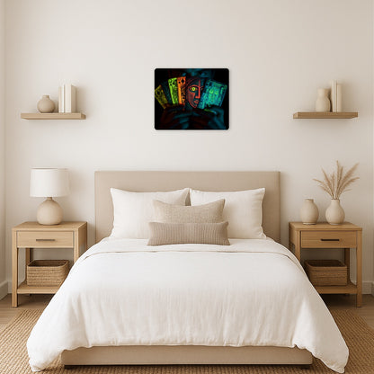 Vibrant Picasso-Inspired Neon Glow Metal Wall Art Print