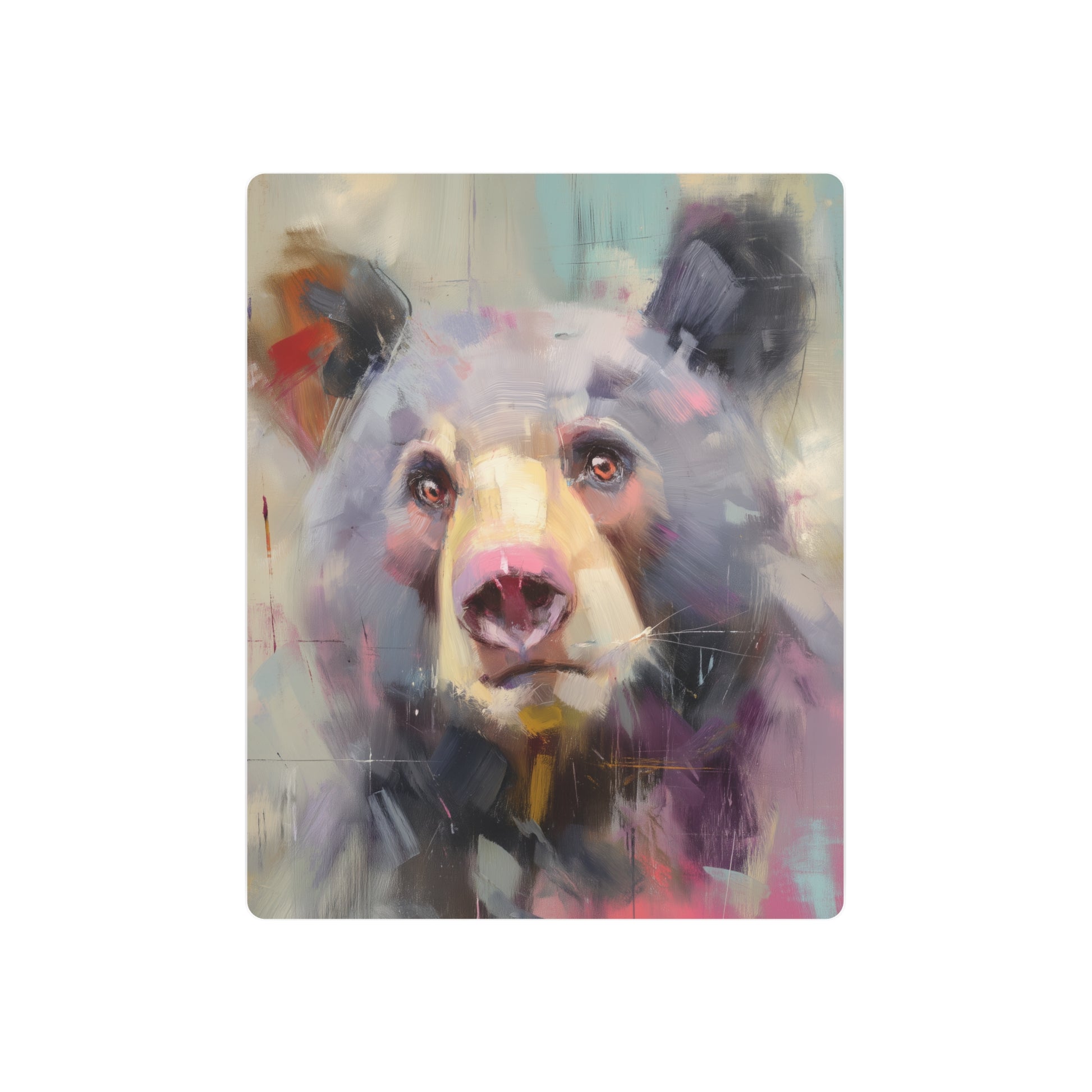 Vibrant Bear Portrait Metal Wall Art | Peter Wileman Inspired Design - Metal Wall Art Print