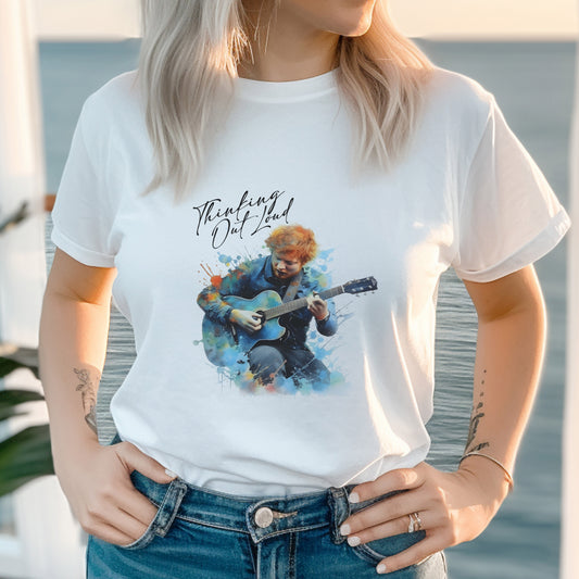 Ed Sheeran Shirt, Thinking Out Loud, Watercolor Tee | Custom Design, Unique Blue Tones
