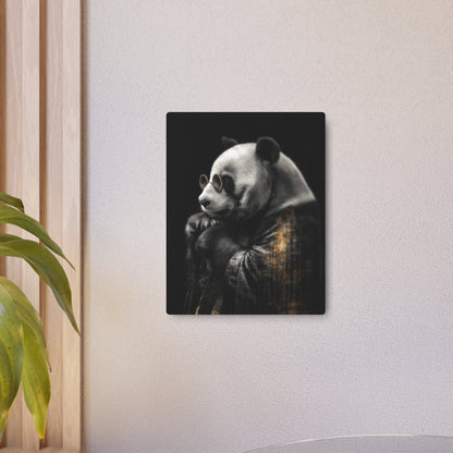 Wise Panda in Kimono Metal Wall Art, Left-Facing Silhouette Design