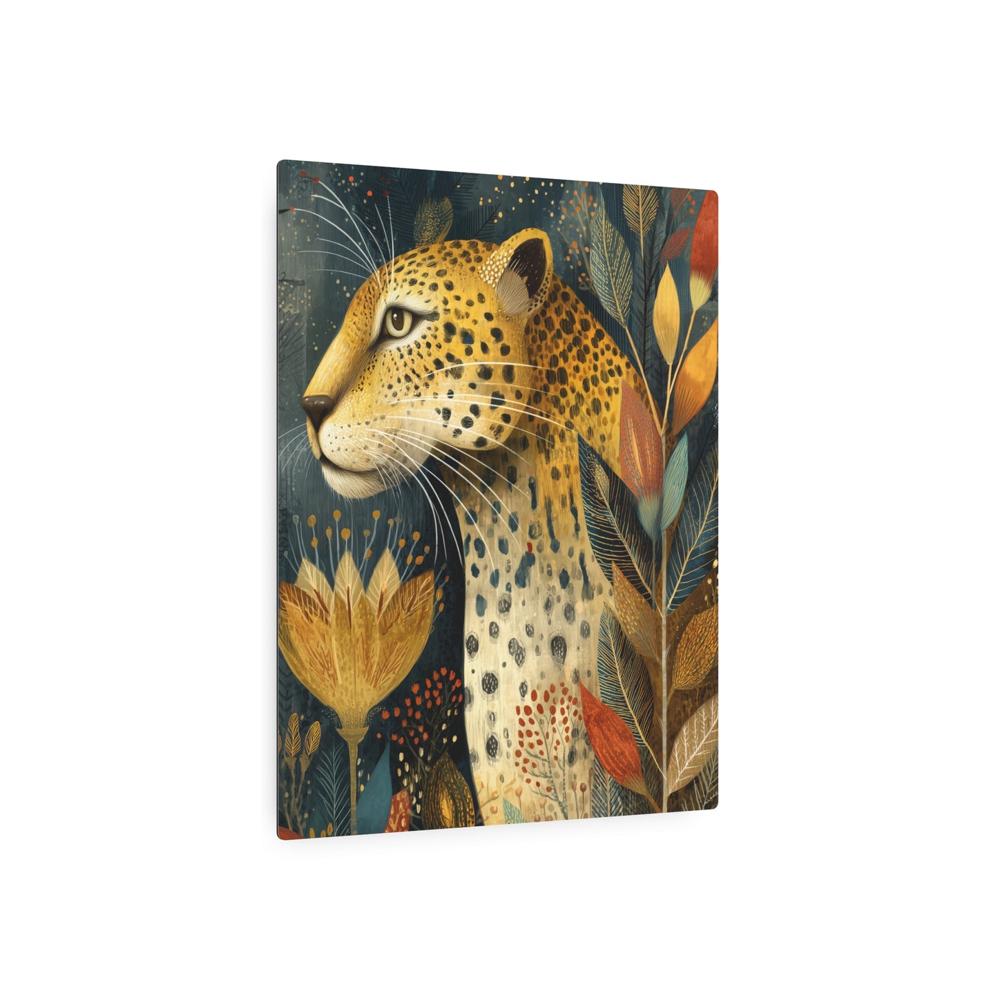 Vintage Leopard Metal Wall Art, Victorian Wildlife & Foliage