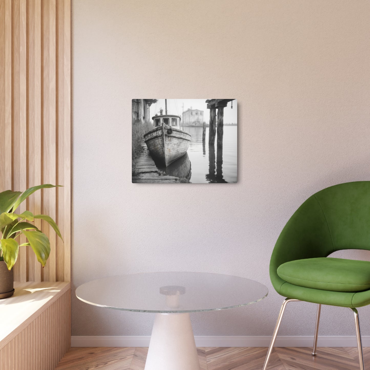 Boat Photography Wall Art, Abandoned Dock Metal Print Old Yacht