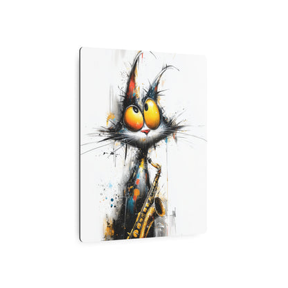 Joey Moya's Angry Cat Saxophone Print- Inspired Minimalistic Metal Wall Art Decor