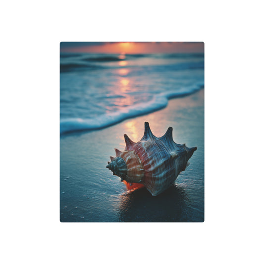 Minimalistic Sunrise Blue Hour Seashell Print Metal Wall Art Sign