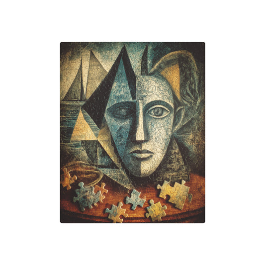 Intricate Pablo Picasso Sketch Art Metal Wall Print - Jigsaw Puzzle pieces scattered