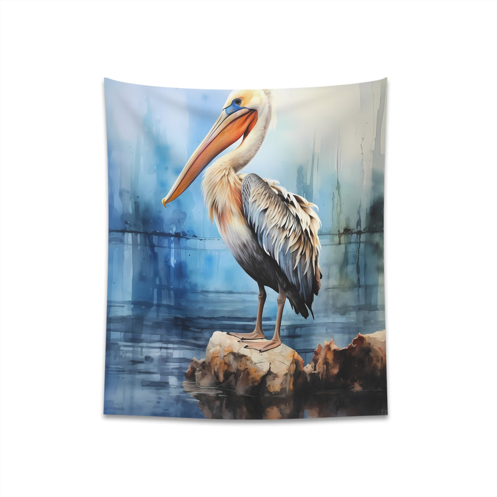 Awesome Key West Style Watercolor Pelican Printed Art Tapestry