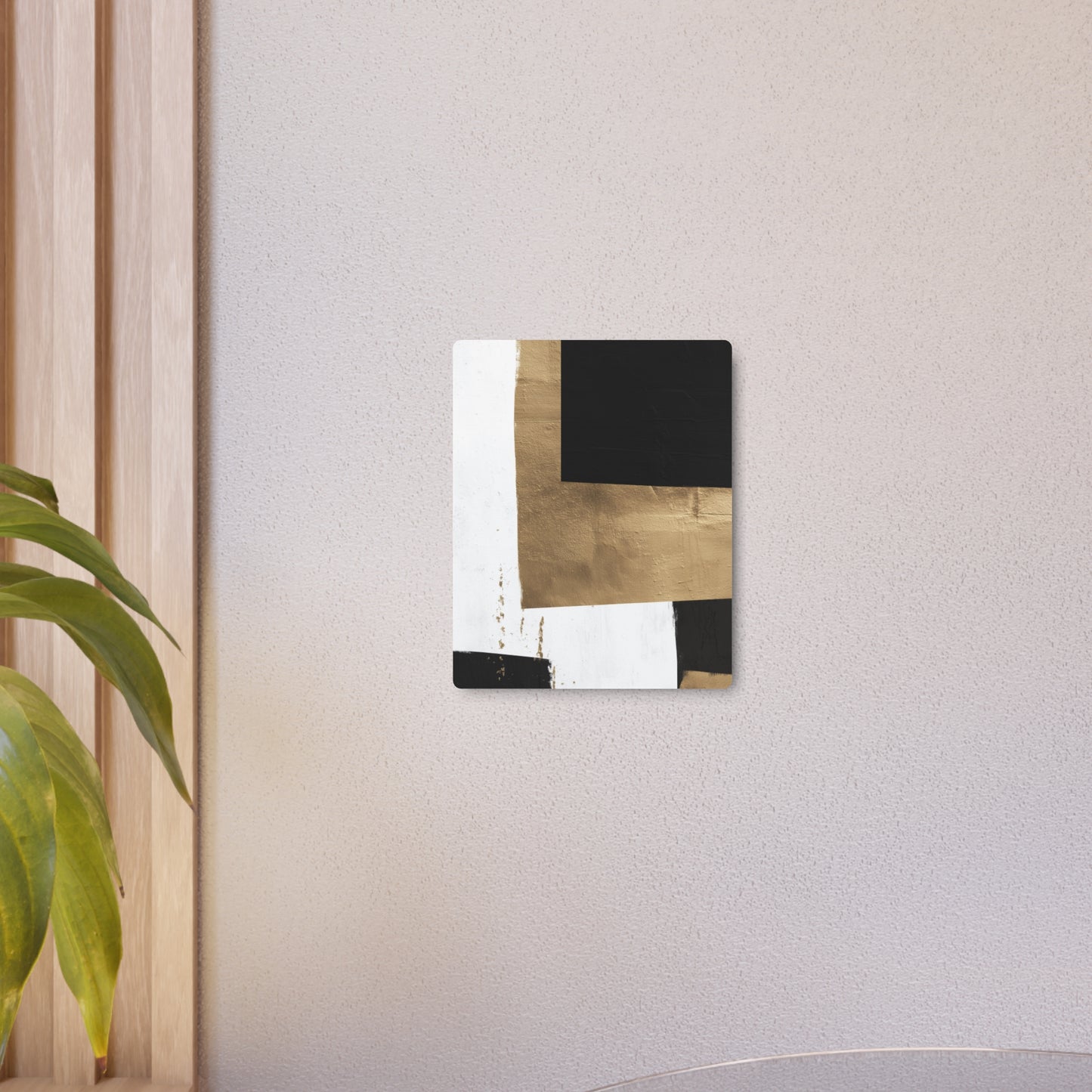"Chic Modern Abstract Metal Wall Art in Bold Geometric Shapes–Black, Gold, White"