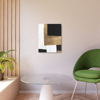 "Chic Modern Abstract Metal Wall Art in Bold Geometric Shapes–Black, Gold, White"