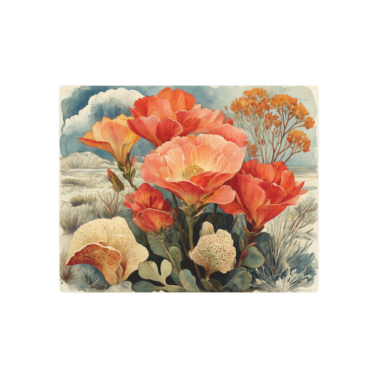 Georgia O'Keeffe Inspired Metal Wall Art - Desert Flora Watercolor Print - Metal Wall Art Print