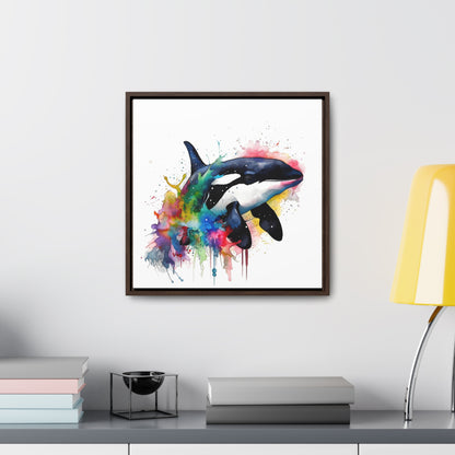 Dive into Serene Beauty - Watercolor Orca Wall Art | Canvas Wrap Reprint Square Frame