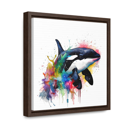 Dive into Serene Beauty - Watercolor Orca Wall Art | Canvas Wrap Reprint Square Frame