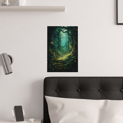 Enchanting Mystical Forest with Ancient Trees and Magical Mushrooms | Captivating Art Print