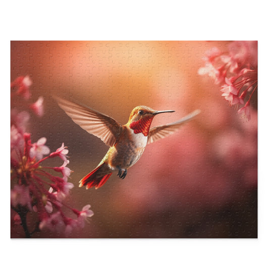 Beautiful Hummingbird Jigsaw Puzzle, Incredible Hummingbird mid-flight, Puzzle for Adults Kids, Colorful Animal Family Puzzle, Nature Puzzle