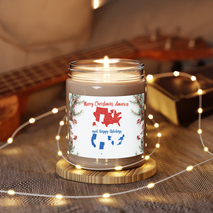 Merry Christmas America Candle | Red & Blue State Map Design | Holiday Candle | Trump