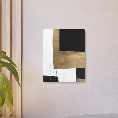 "Chic Modern Abstract Metal Wall Art in Bold Geometric Shapes–Black, Gold, White"