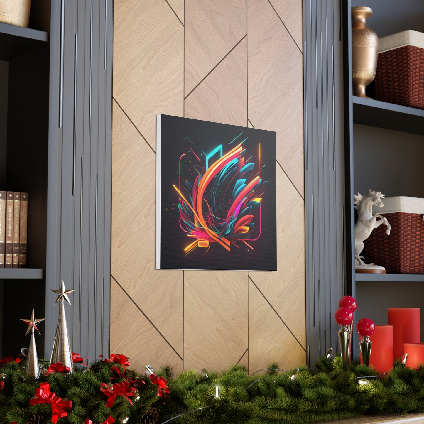 Abstract Neon Wall Art on Canvas