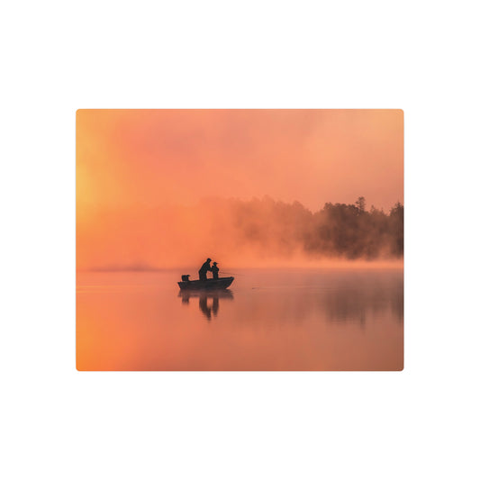 Father & Child Sunrise Fishing - Metal Wall Art Sign for Tranquil Home Decor - Metal Wall Art Print