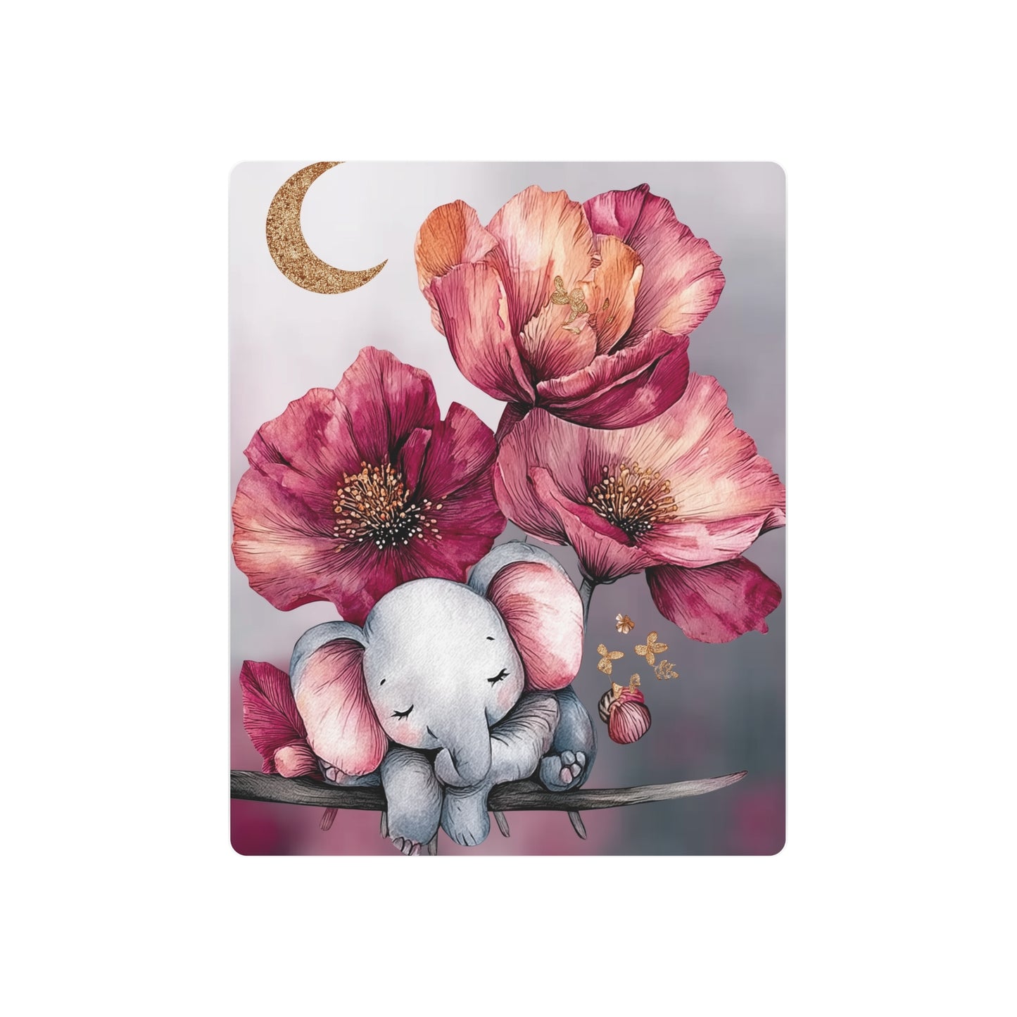 Adorable Baby Elephant & Giraffe Moon Metal Wall Art Sign – Perfect for Kids Room Décor - Metal Wall Art Print