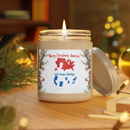 Merry Christmas America Candle | Red & Blue State Map Design | Holiday Candle | Trump