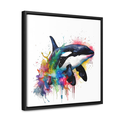 Dive into Serene Beauty - Watercolor Orca Wall Art | Canvas Wrap Reprint Square Frame