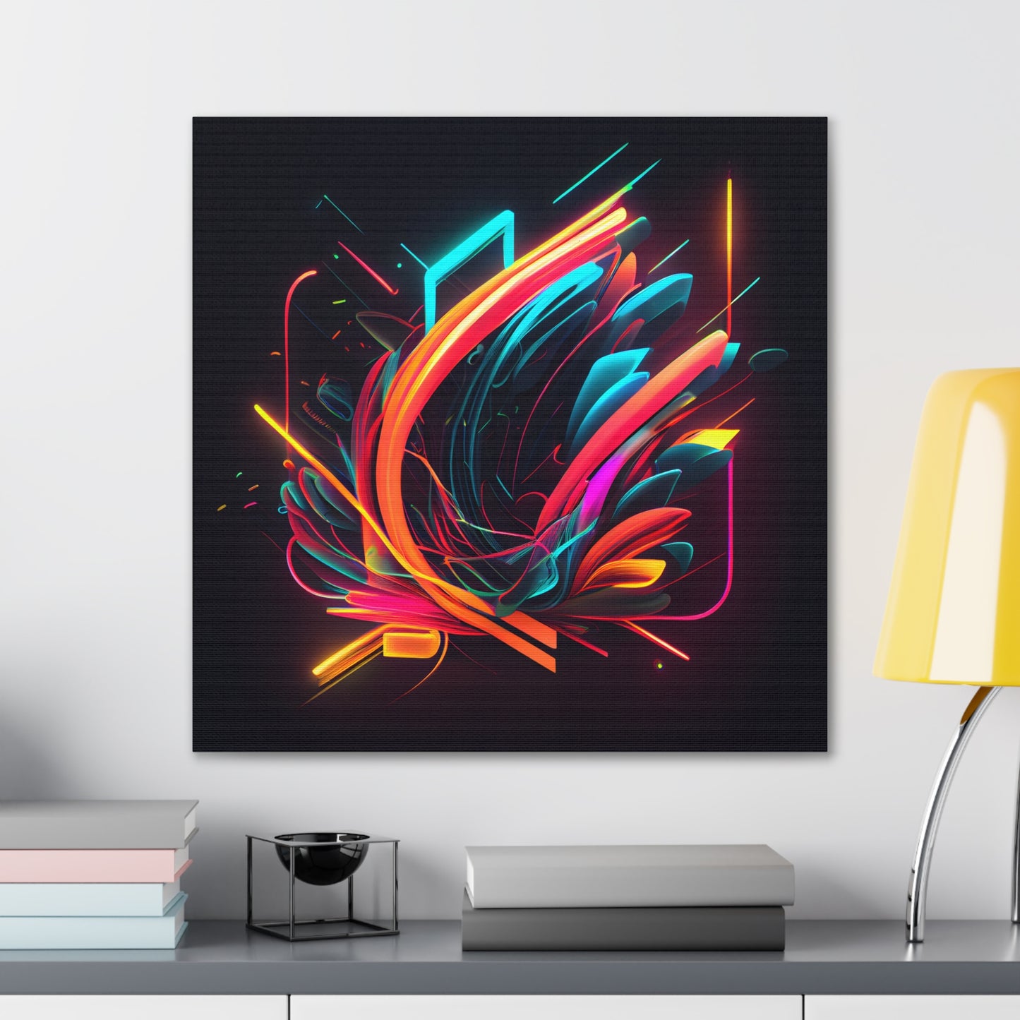 Abstract Neon Wall Art on Canvas