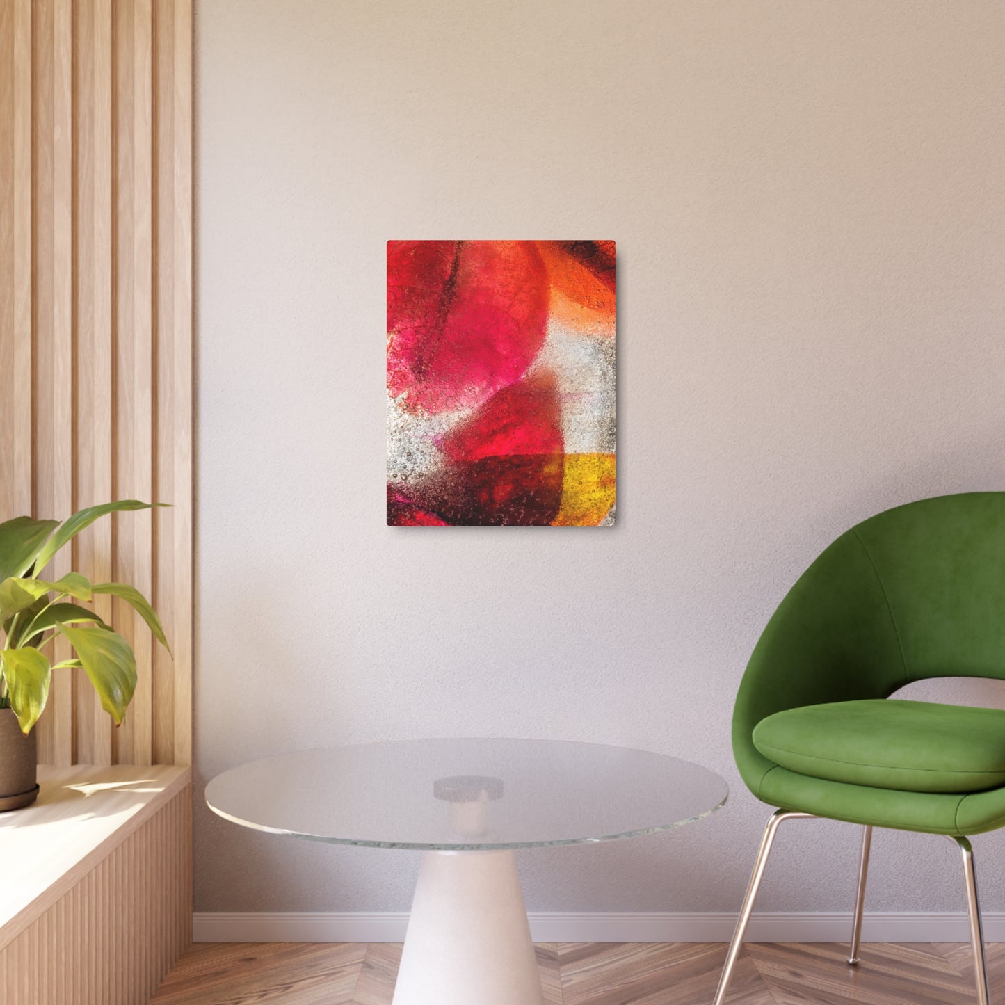 Vibrant Autumn Leaves Frozen in Ice - Abstract Metal Wall Art