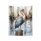 Watercolor Pelican Custom Printed Art Tapestry Key West Style