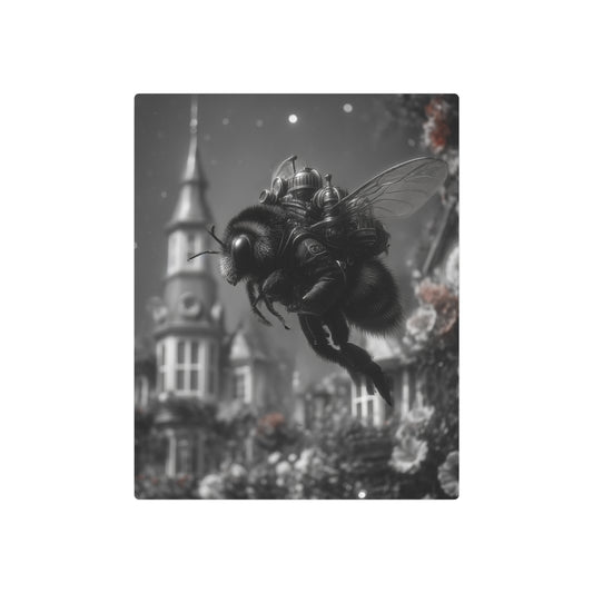 Steampunk Honeybee Cityscape Metal Wall Art – Victorian Era-Inspired D - Metal Wall Art Print