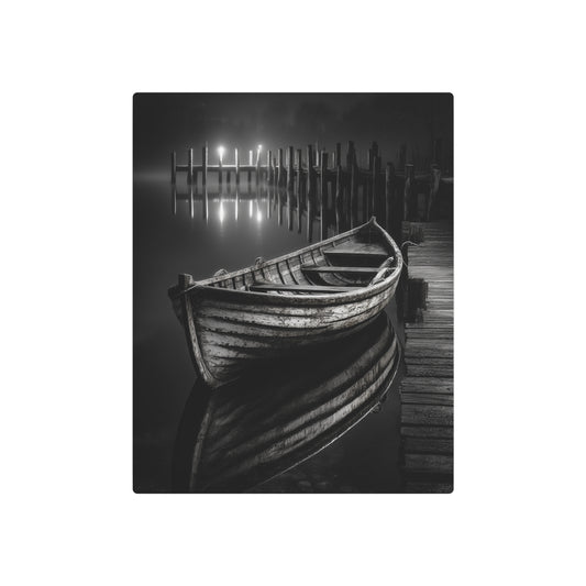 Rustic Abandoned Dock Rowboat Metal Wall Art - Captivating Boat Photography Print