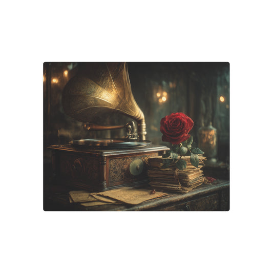 Vintage Still Life Metal Wall Art – Old Phonograph at Sunset - Metal Wall Art Print
